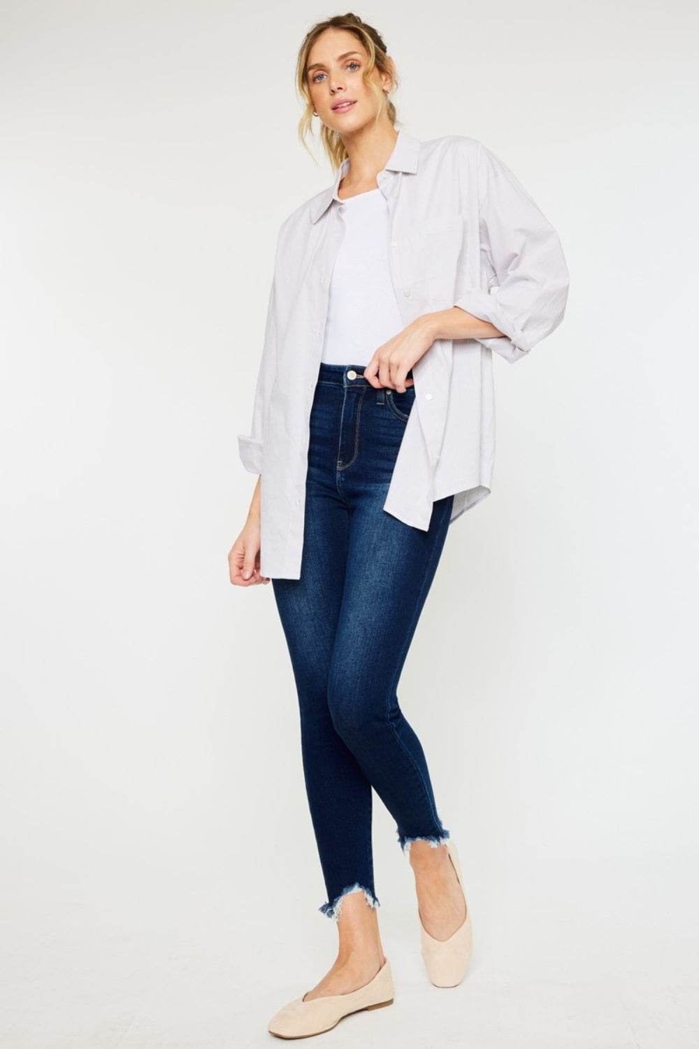 Kancan Full Size High Rise Frayed Ankle Skinny Jeans - DaTrendStore.Com