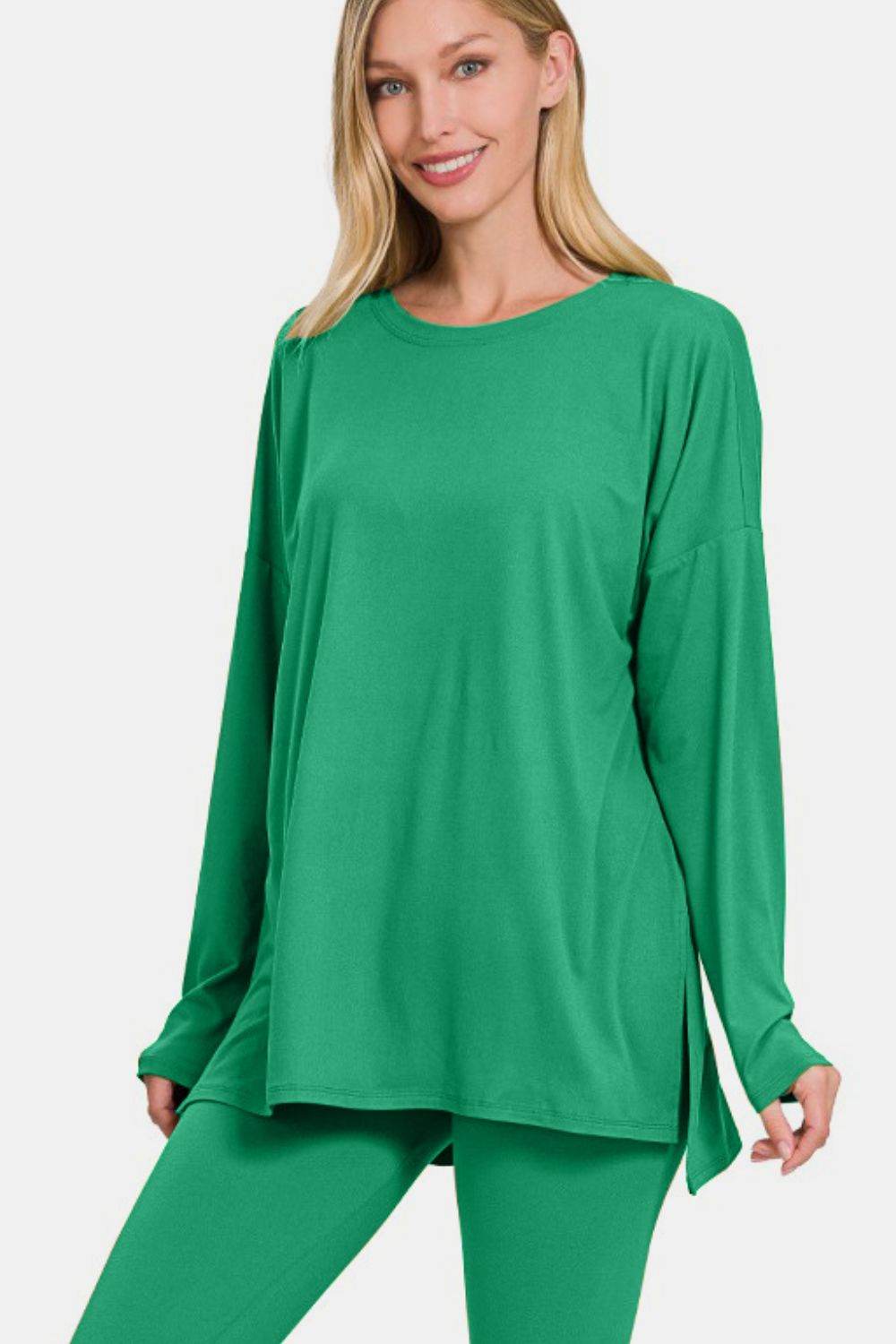Zenana Full Size Brushed Microfiber Top and Leggings Lounge Set - DaTrendStore.Com