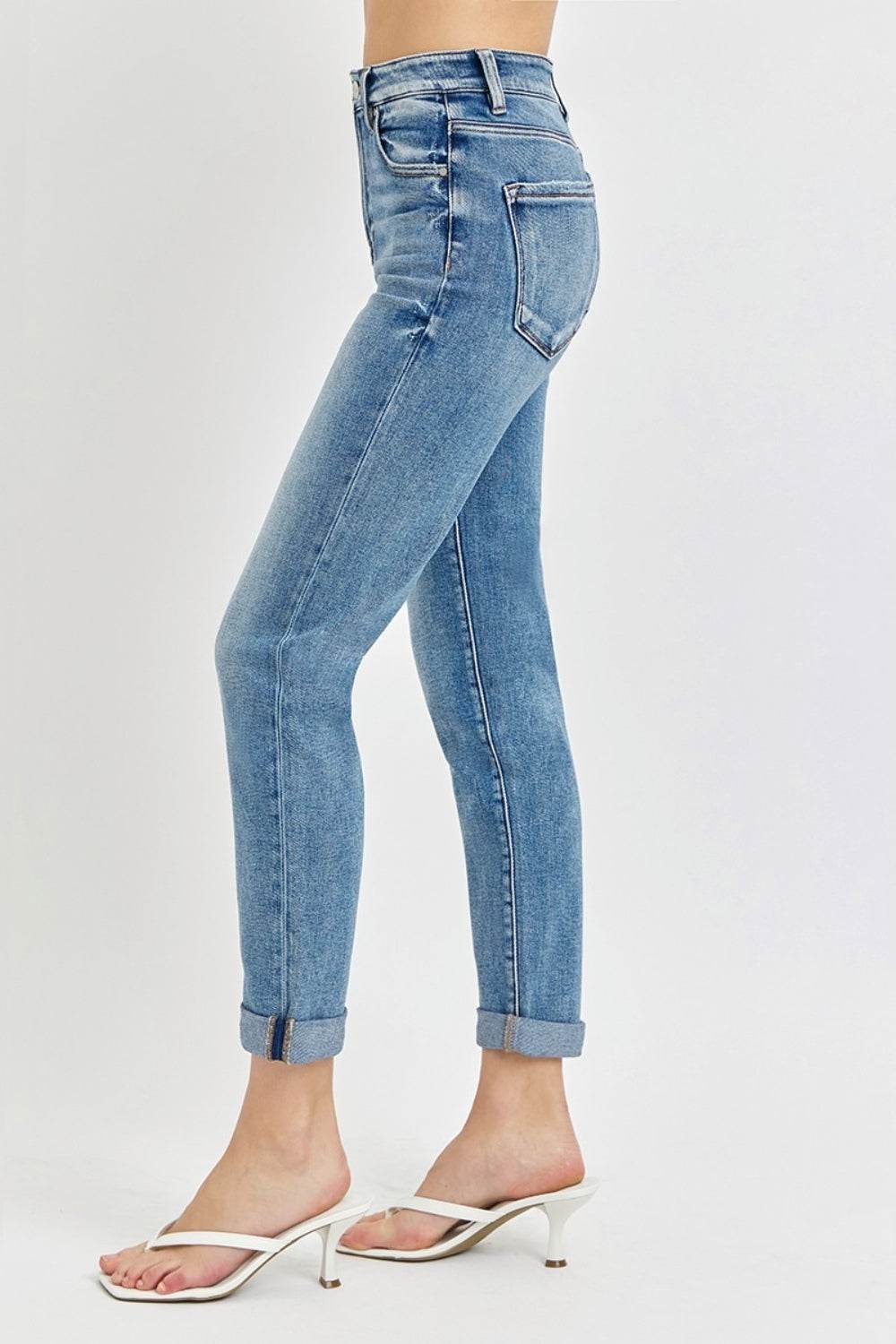 Risen Full Size High Rise Cropped Roll Up Jeans - DaTrendStore.Com