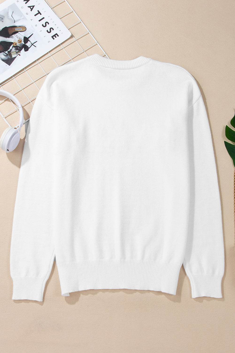 THANKFUL Round Neck Drop Shoulder Sweater - DaTrendStore.Com