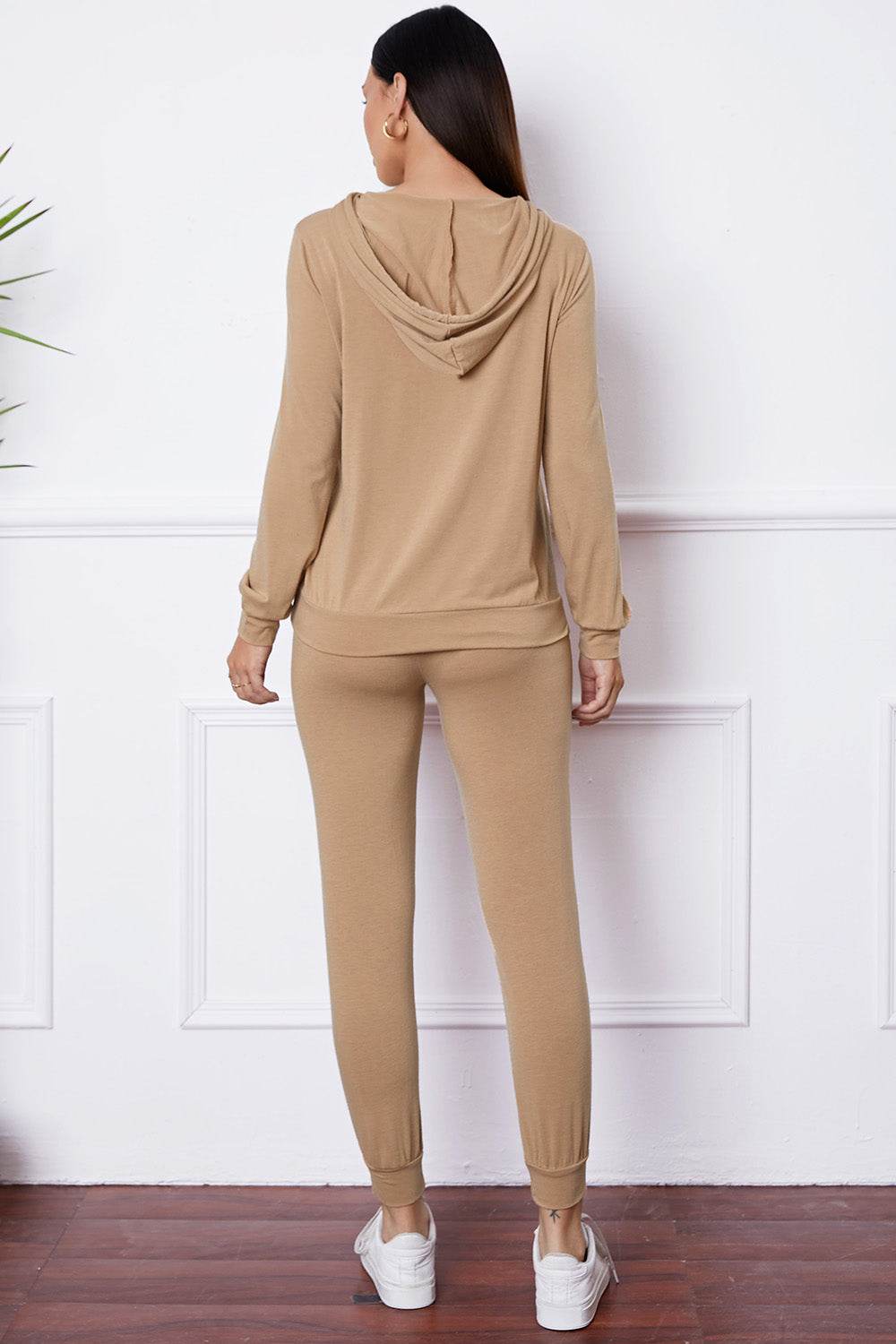 SHUT UP AND KISS ME Lip Graphic Hooded Top and Drawstring Pants Set - DaTrendStore.Com