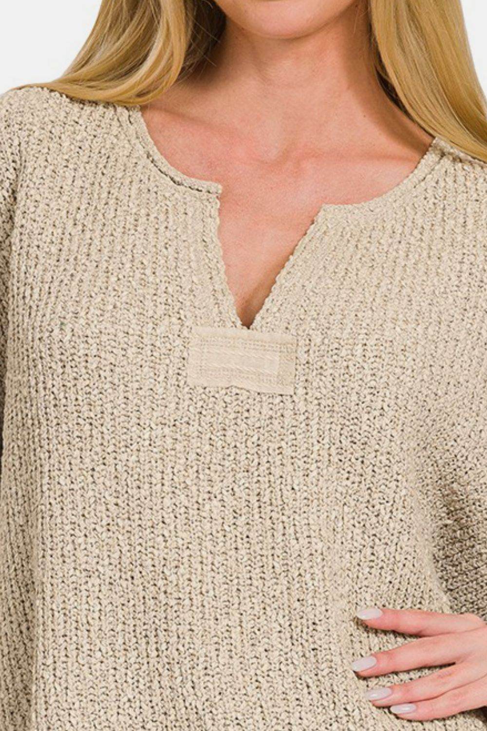 Zenana Short Sleeve Side Slit Sweater - DaTrendStore.Com