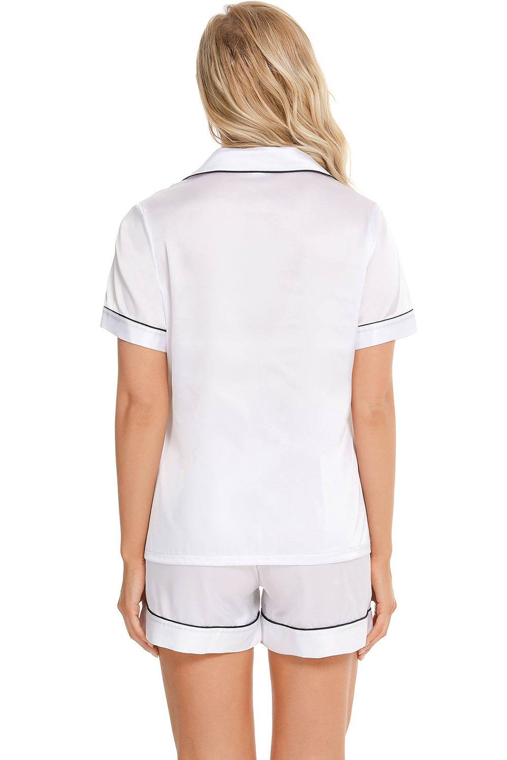 Printed Button Up Short Sleeve Top and Shorts Lounge Set - DaTrendStore.Com