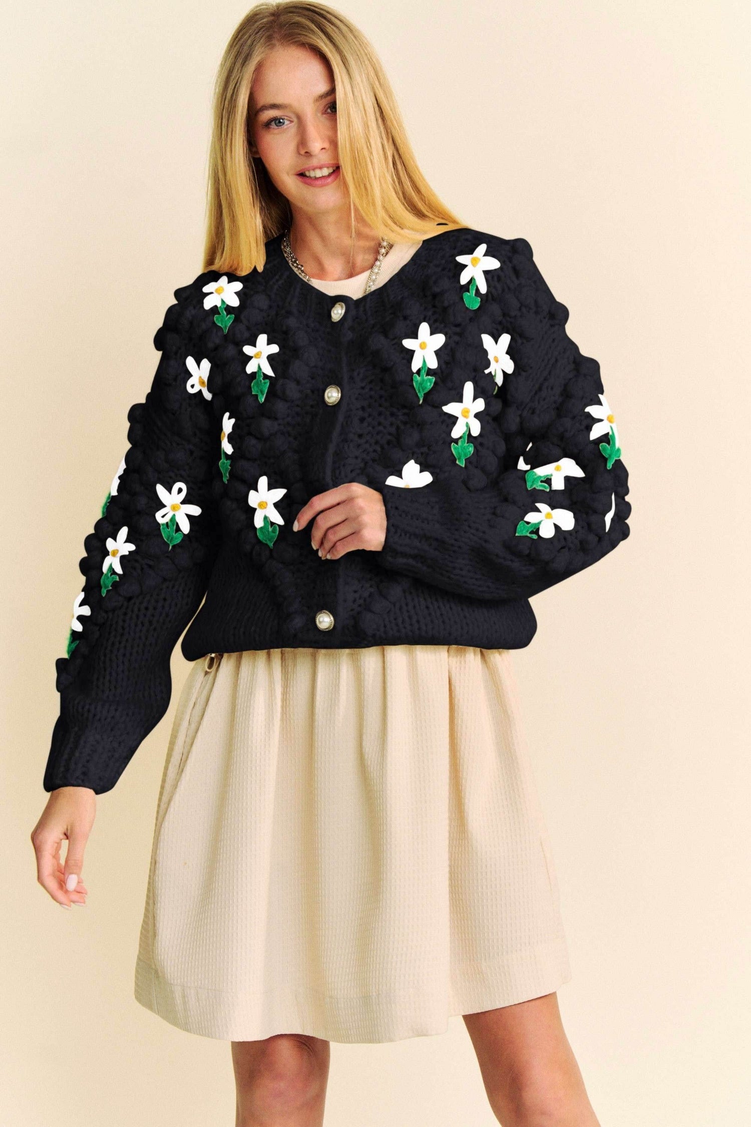 Davi & Dani Floral Pattern Button Down Cardigan - DaTrendStore.Com