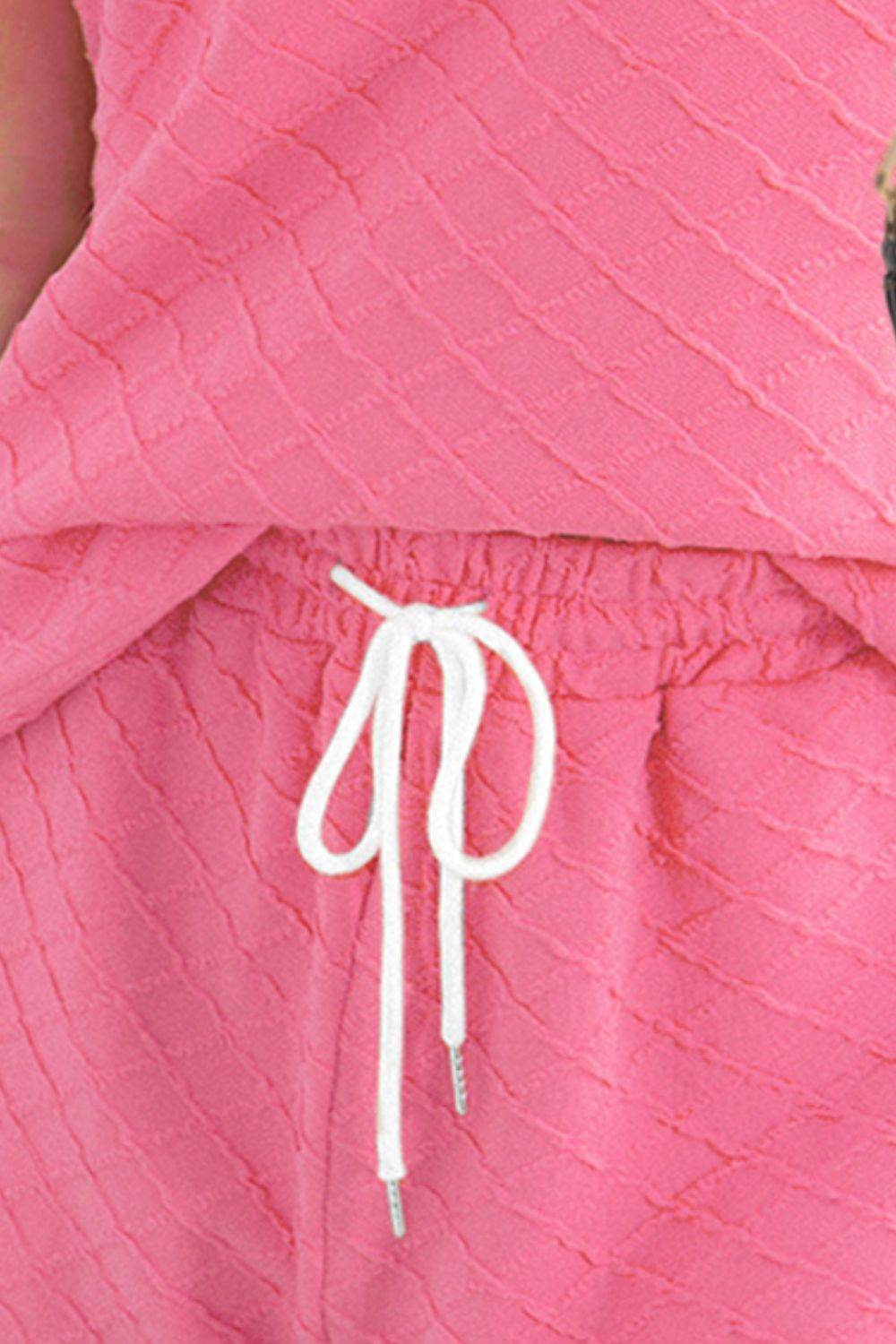 Round Neck Short Sleeve Top and Drawstring Shorts Set - DaTrendStore.Com