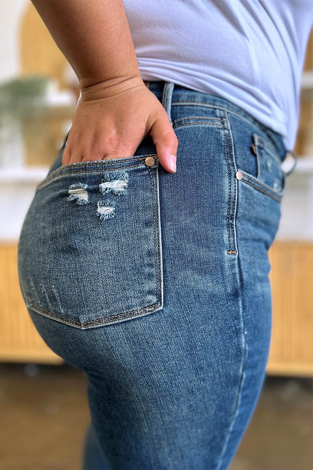 Judy Blue Full Size Tummy Control High Waist Slim Jeans - DaTrendStore.Com