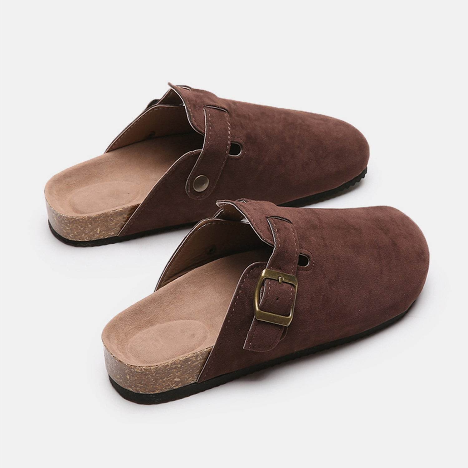 Suede Closed Toe Buckle Slide - DaTrendStore.Com