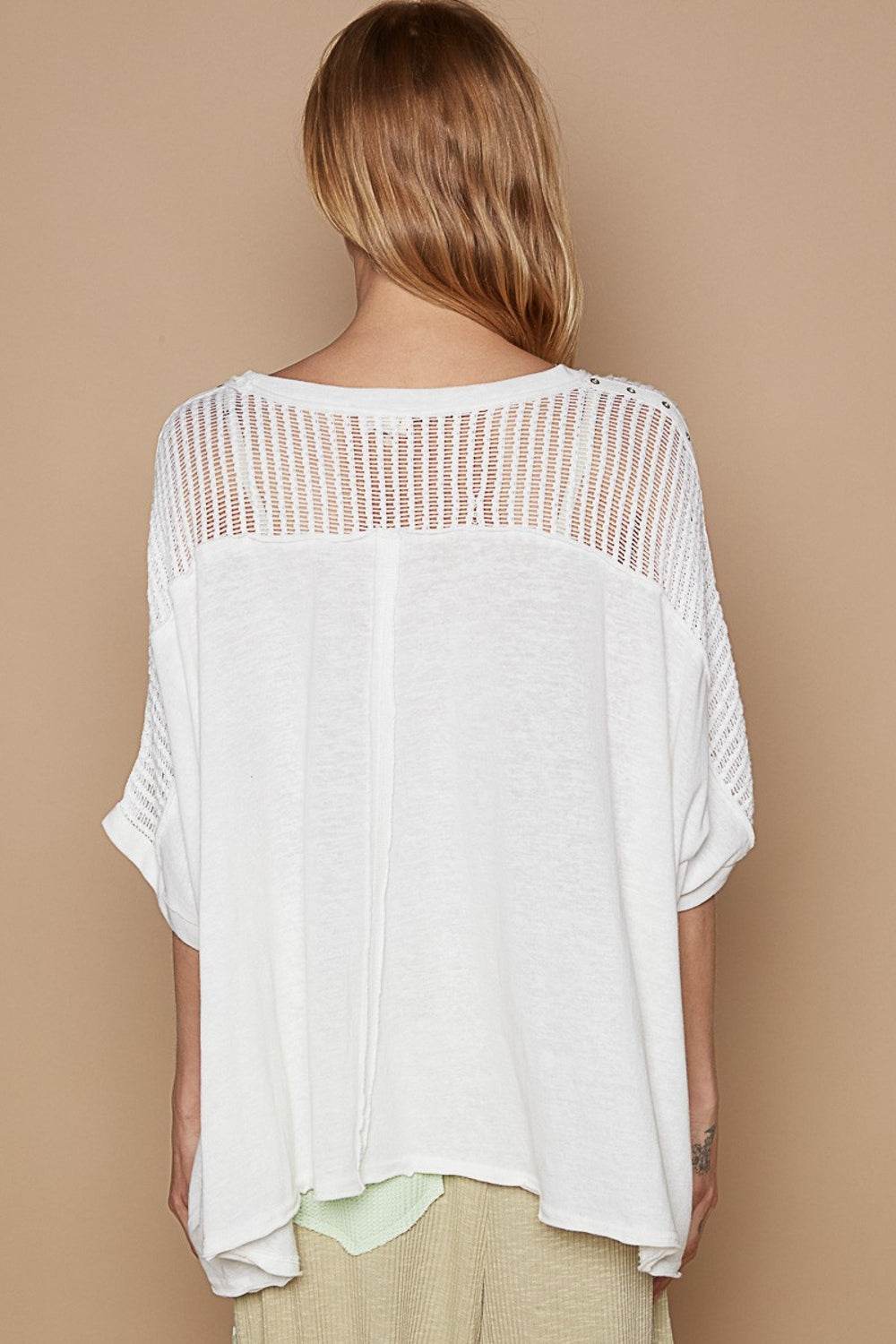 POL Eyelet Detail Studded High-Low Top - DaTrendStore.Com