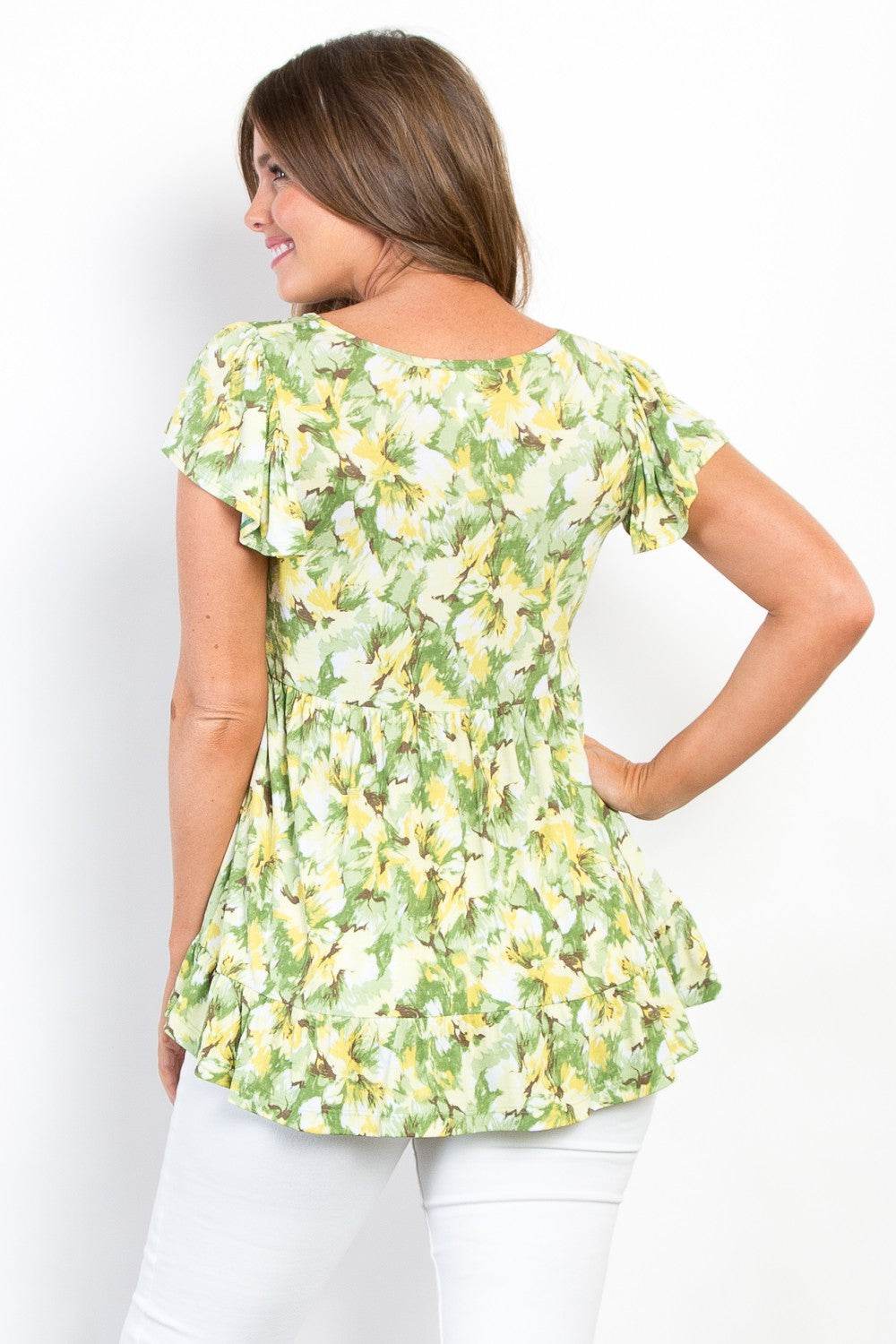 Be Stage Full Size Floral Ruffled Babydoll Top - DaTrendStore.Com