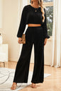 Round Neck Balloon Sleeves Top and Pants Set