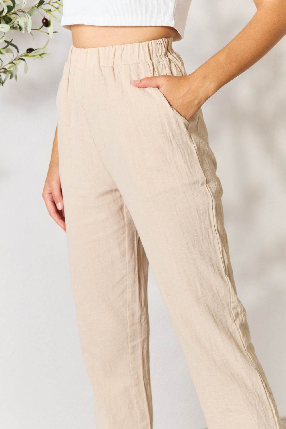 Shiny Pull-On Pants with Pockets - DaTrendStore.Com