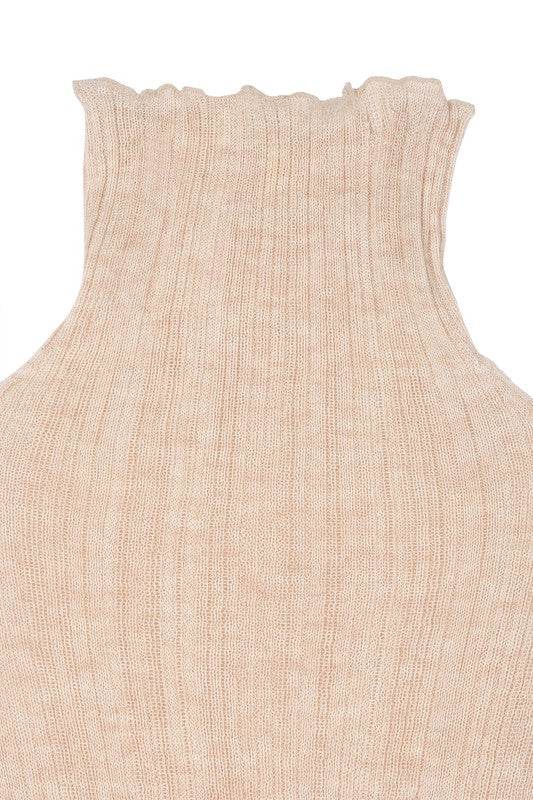 Wool blended mock neck sheer sweater - DaTrendStore.Com