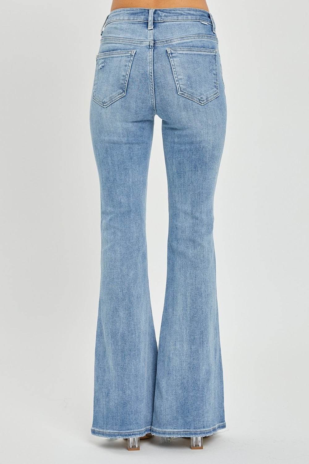 Risen Full Size High Rise Frayed Hem Flare Jeans - DaTrendStore.Com
