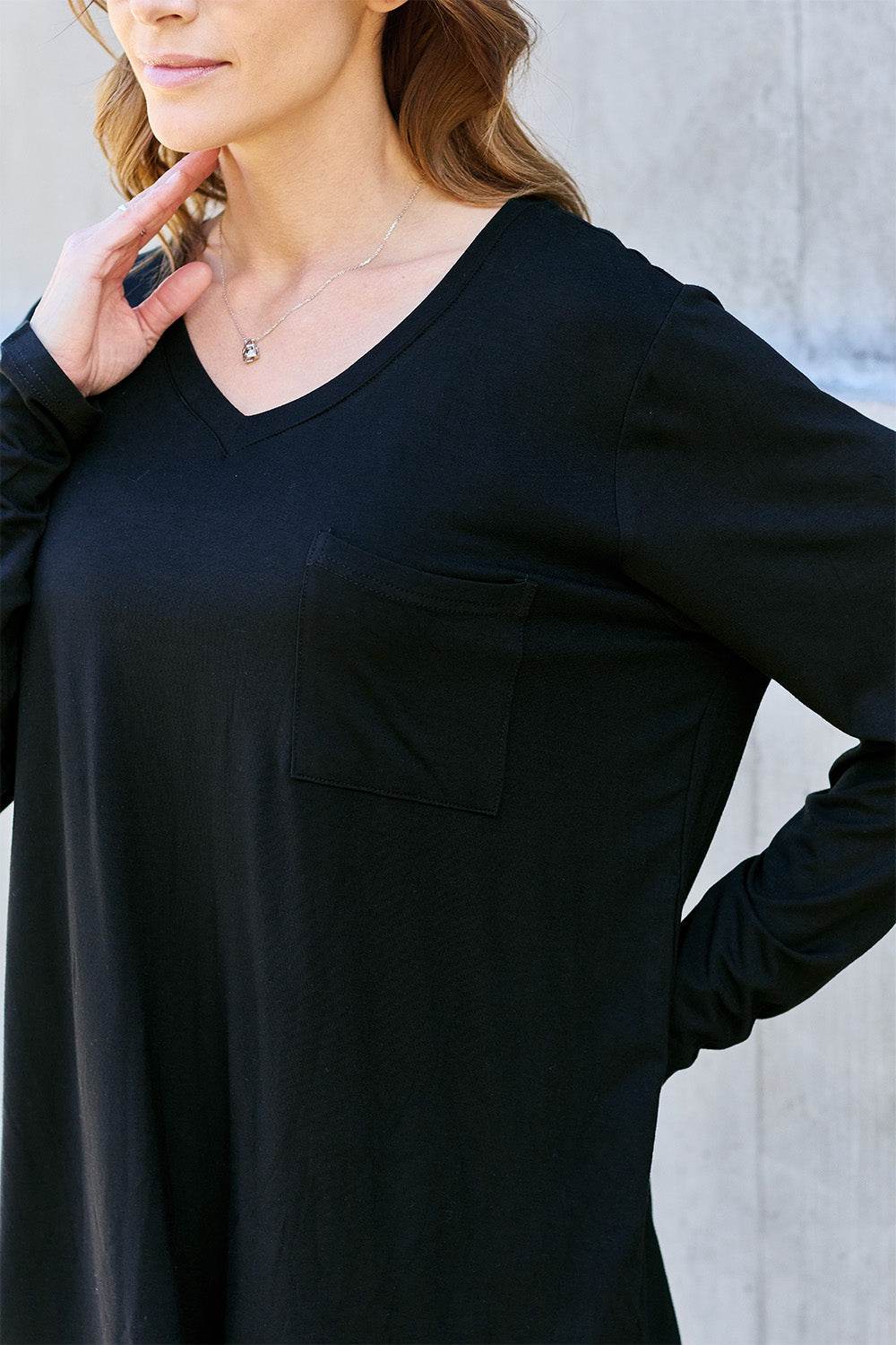 Basic Bae Full Size V-Neck Long Sleeve Top - DaTrendStore.Com