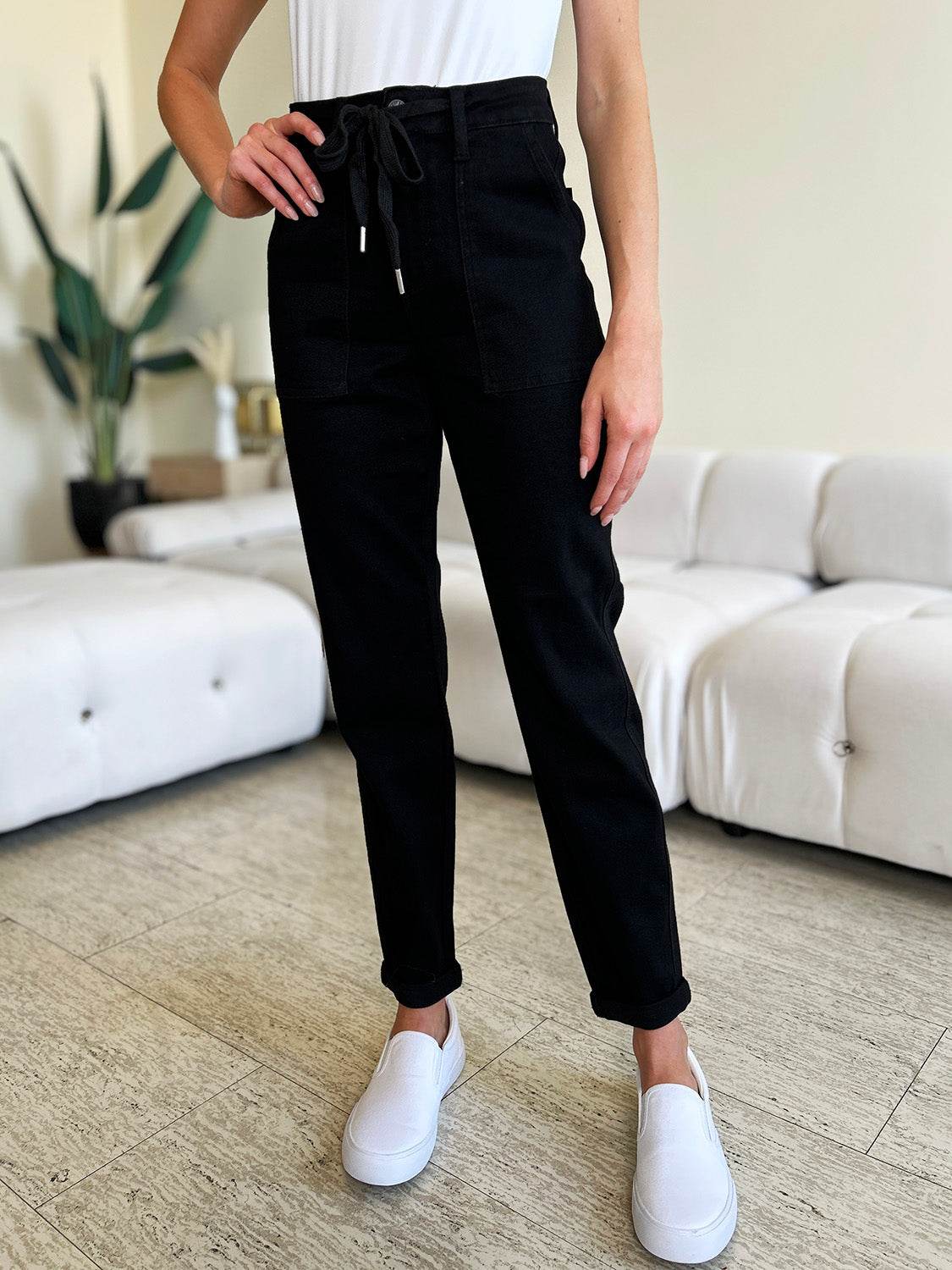Judy Blue Full Size High Waist Double Roll Cuff Jeans - DaTrendStore.Com