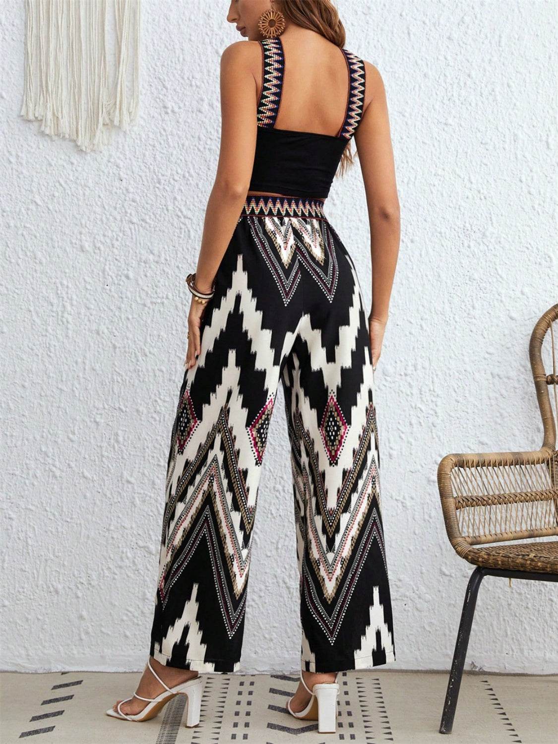 Wide Strap Sleeveless Top and Pants Set - DaTrendStore.Com