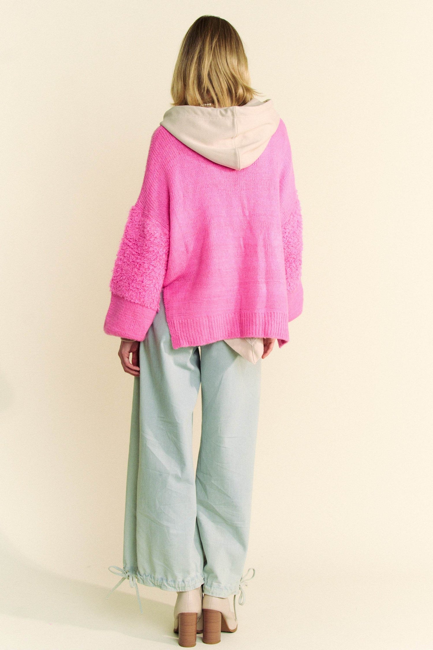 Davi & Dani Side Slit Open Front Long Sleeve Cardigan - DaTrendStore.Com