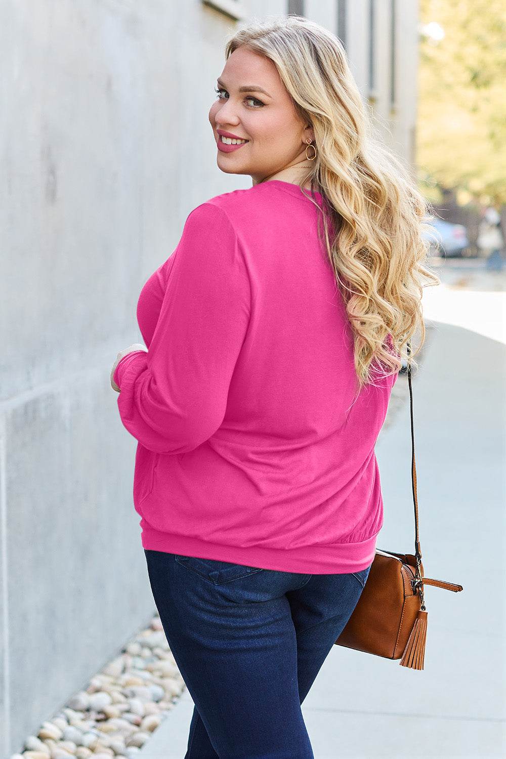 Basic Bae Full Size V-Neck Lantern Sleeve Top - DaTrendStore.Com