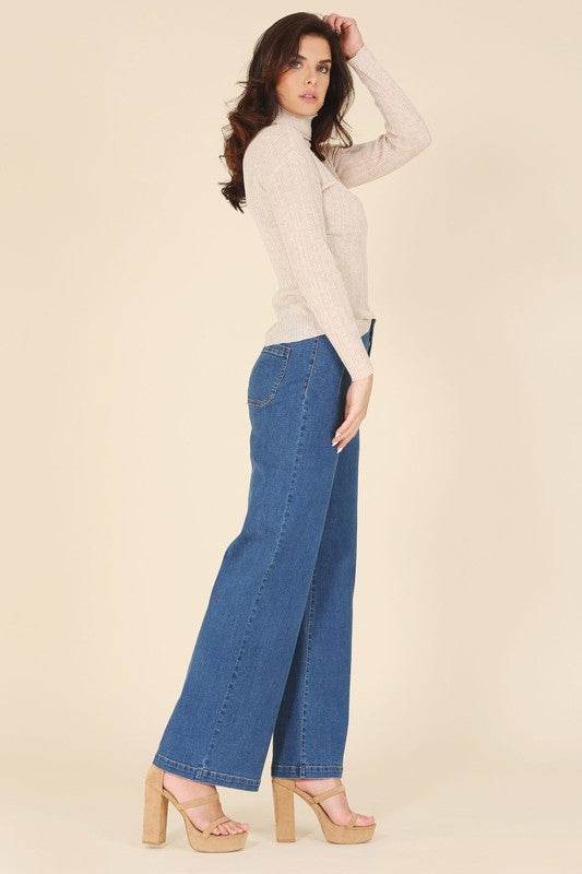 Wool blended mock neck sheer sweater - DaTrendStore.Com