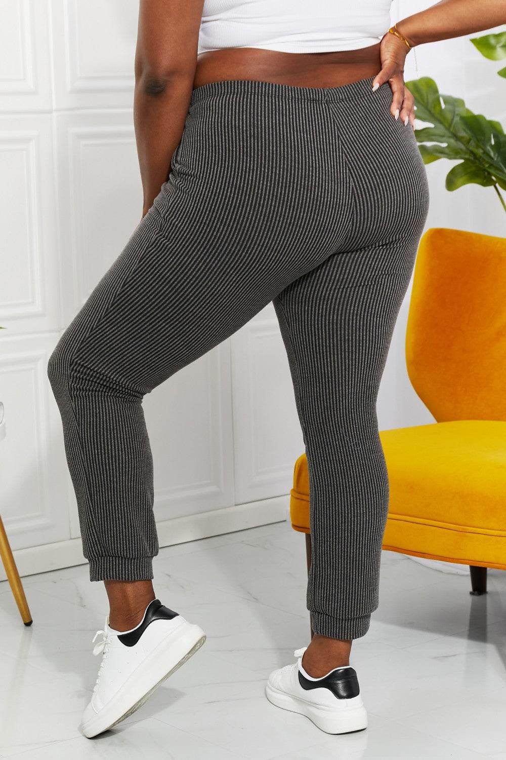 Blumin Apparel Full Size Easy Living Ribbed Joggers - DaTrendStore.Com