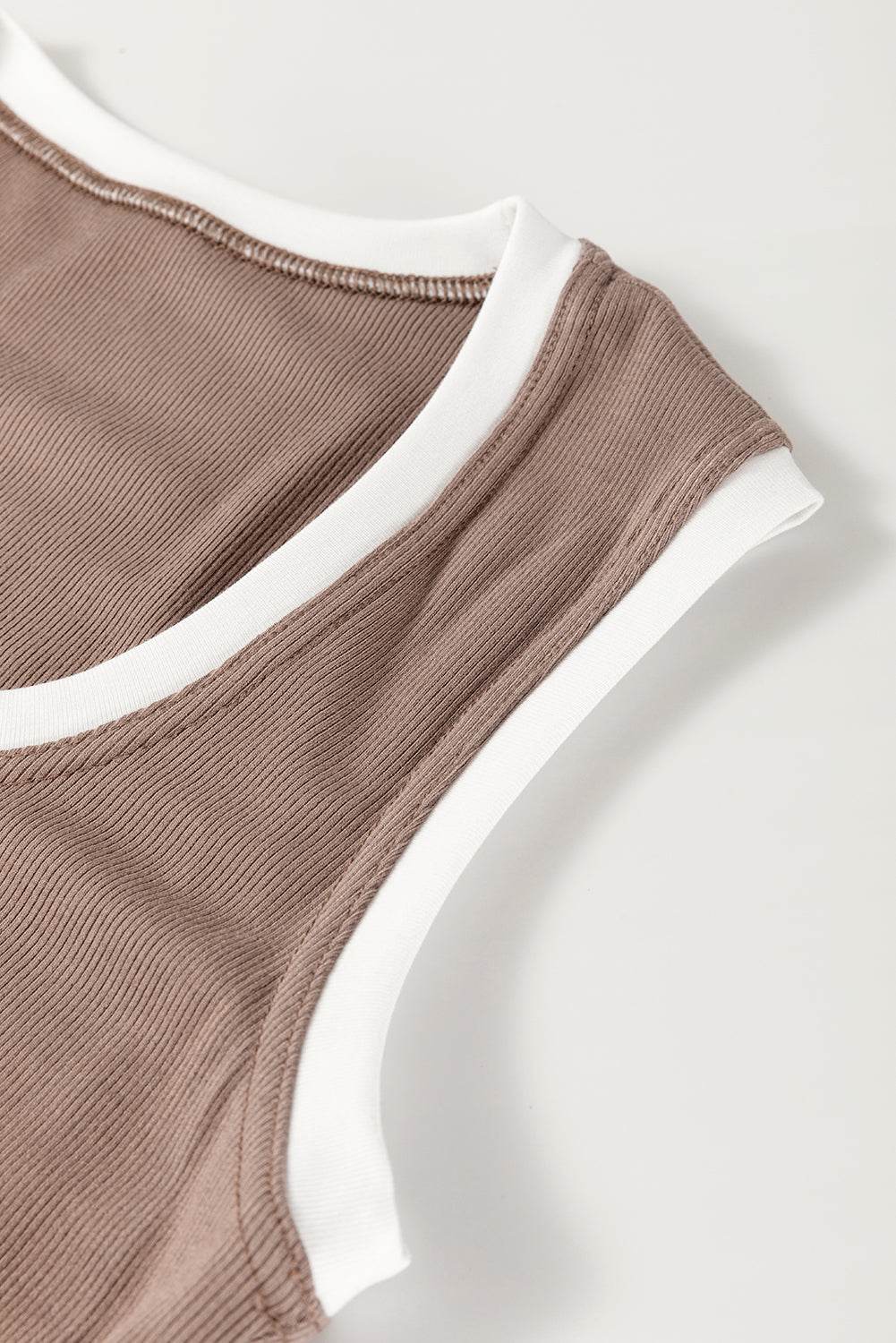 Contrast Edge Scoop Neck Wide Strap Knit Tank - DaTrendStore.Com