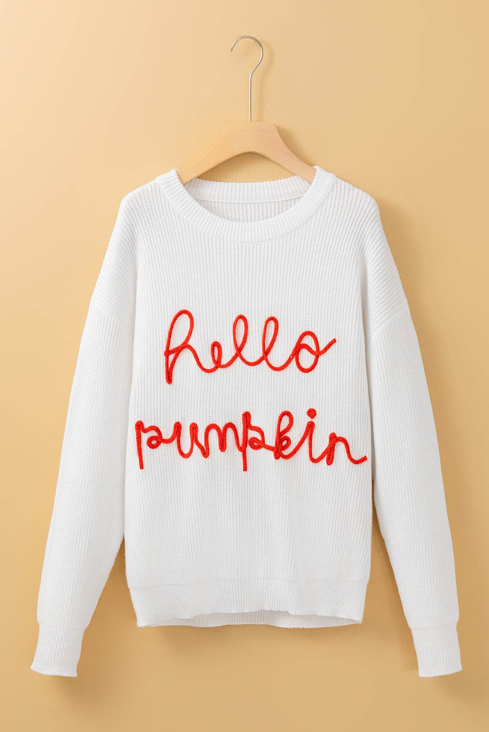 HELLO PUMPKIN Round Neck Long Sleeve Sweater - DaTrendStore.Com
