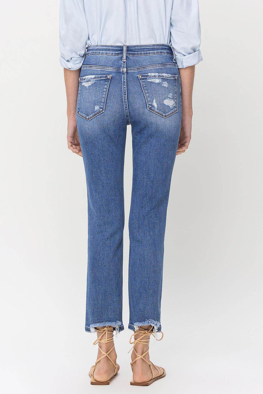 Lovervet High Rise Raw Hem Straight Jeans - DaTrendStore.Com