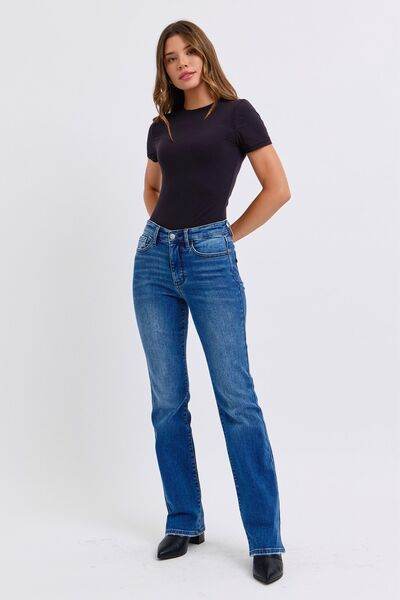 Judy Blue Full Size Run Mid-Rise Bootcut Jeans with Thermal Lining - DaTrendStore.Com