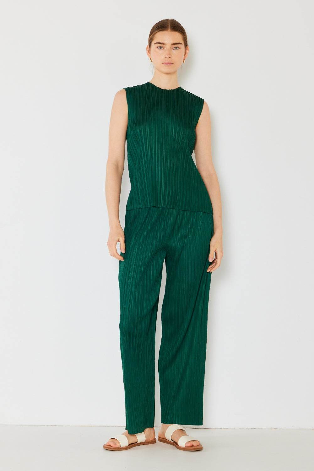 Marina West Swim Pleated Elastic-Waist Straight Pants - DaTrendStore.Com