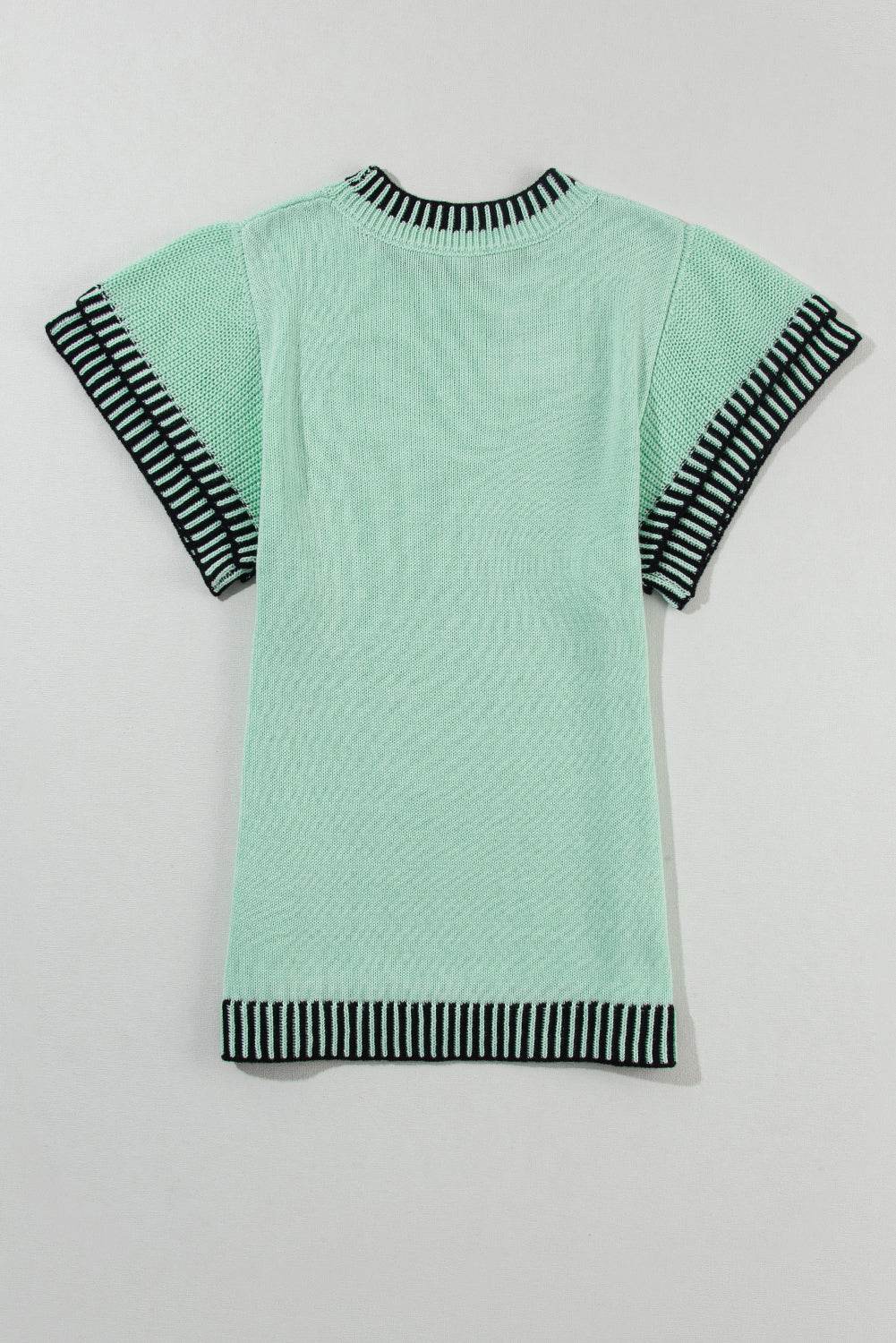 Round Neck Short Sleeve Knit Top - DaTrendStore.Com