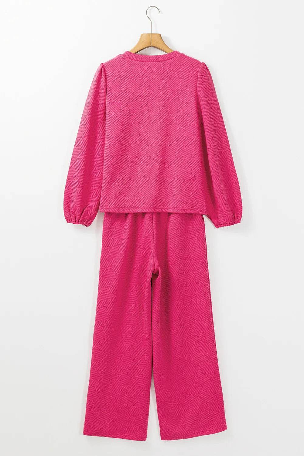 Round Neck Long Sleeve Top and Pants Set - DaTrendStore.Com