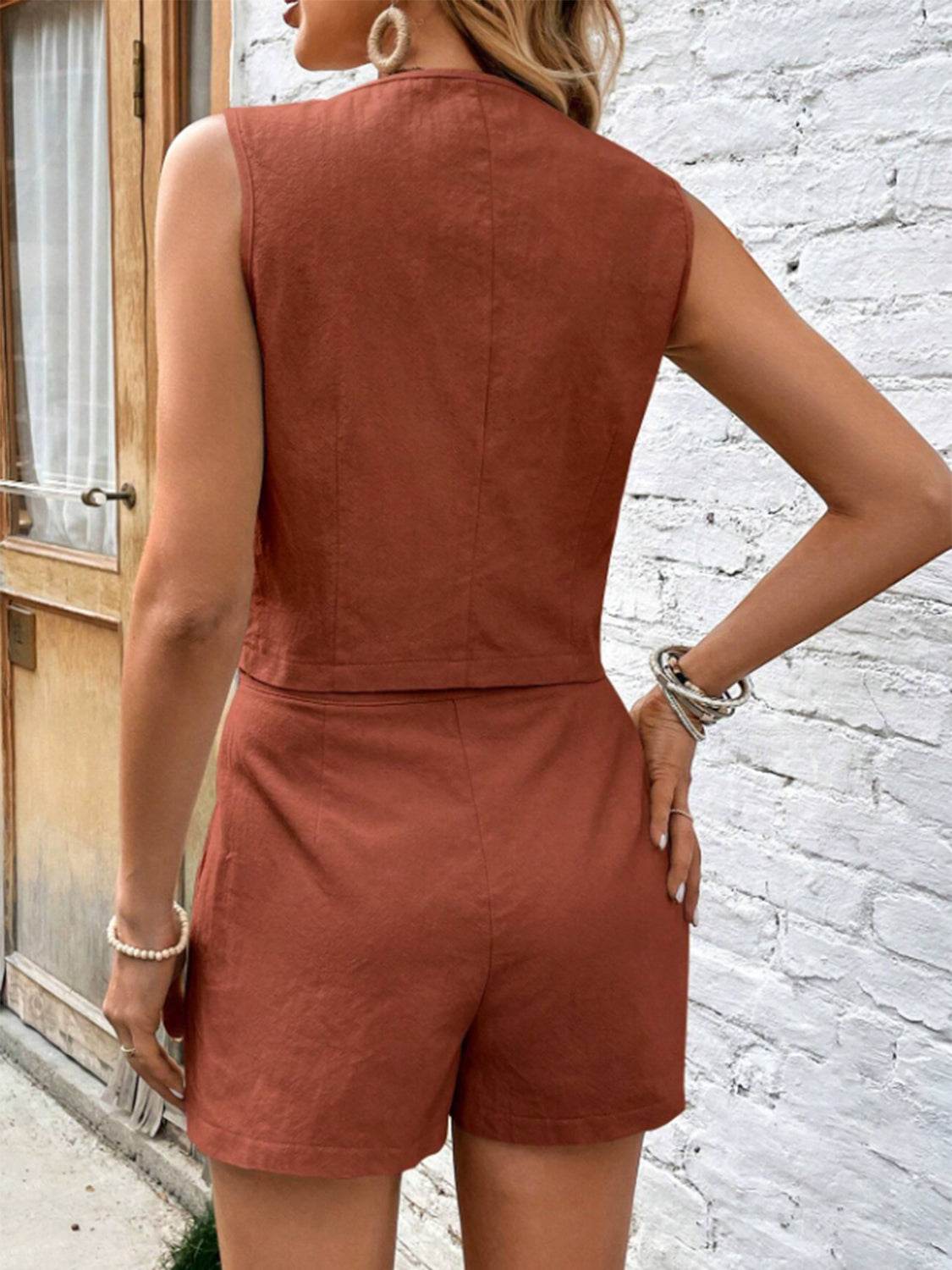 Scoop Neck Sleeveless Top and Shorts Set - DaTrendStore.Com