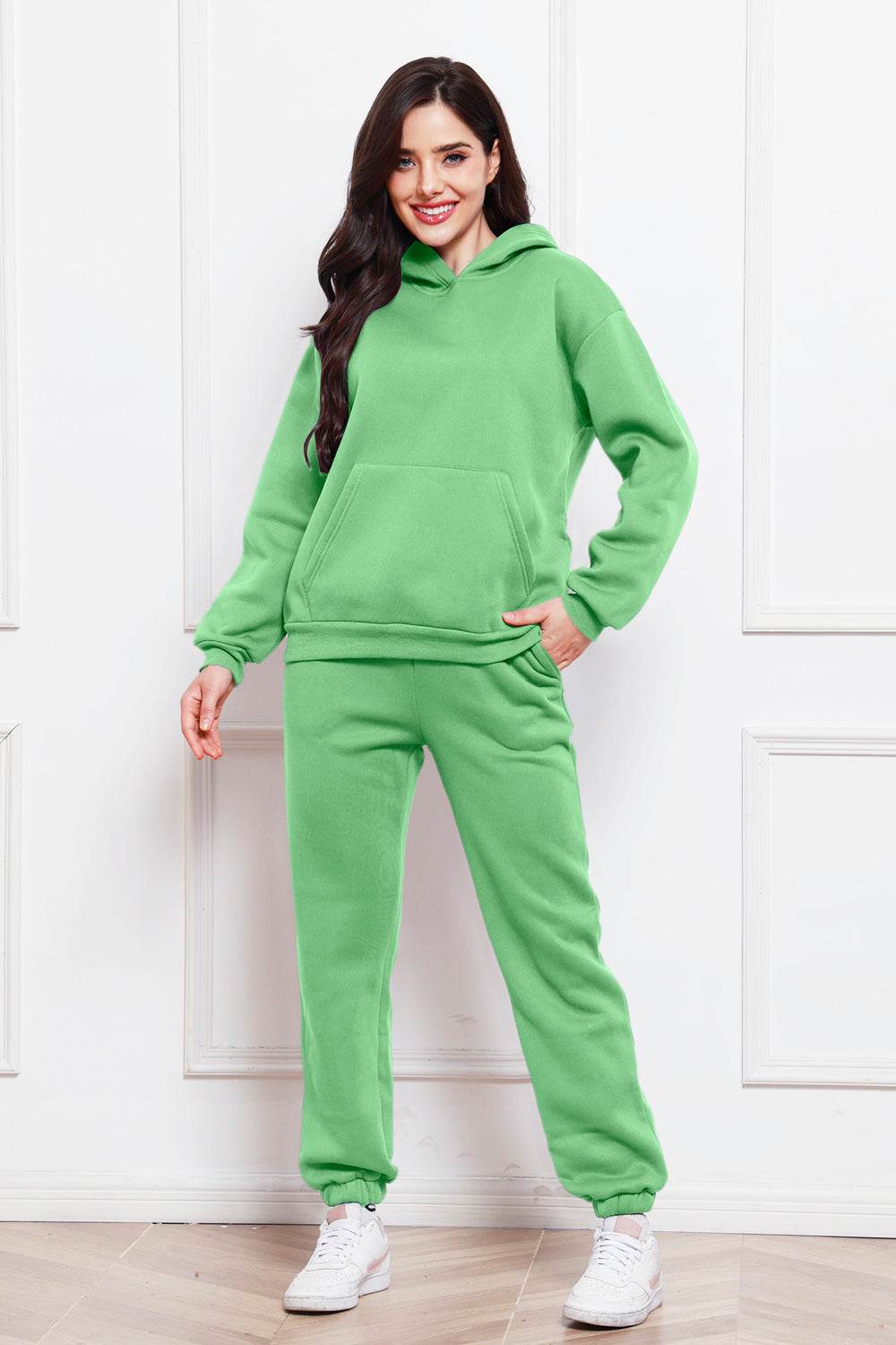 Drop Shoulder Long Sleeve Hoodie and Pants Set - DaTrendStore.Com