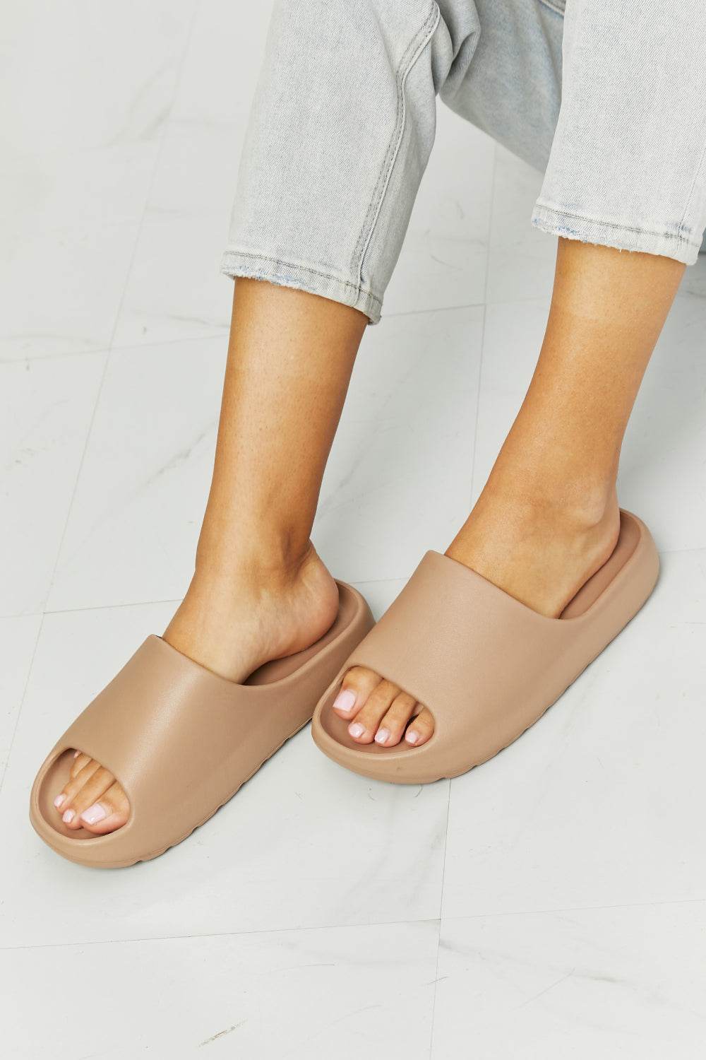 NOOK JOI In My Comfort Zone Slides in Beige - DaTrendStore.Com