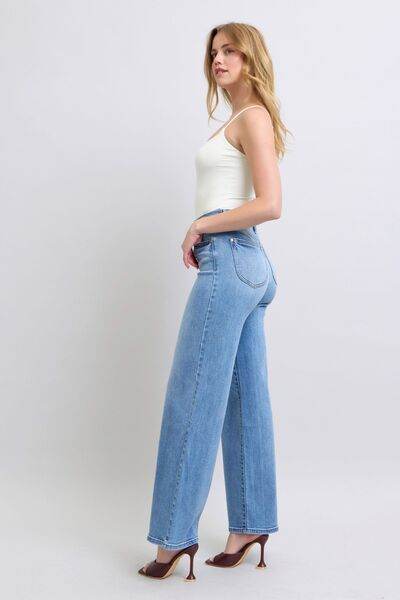 Judy Blue Full Size Wide Leg Jeans with Pockets - DaTrendStore.Com