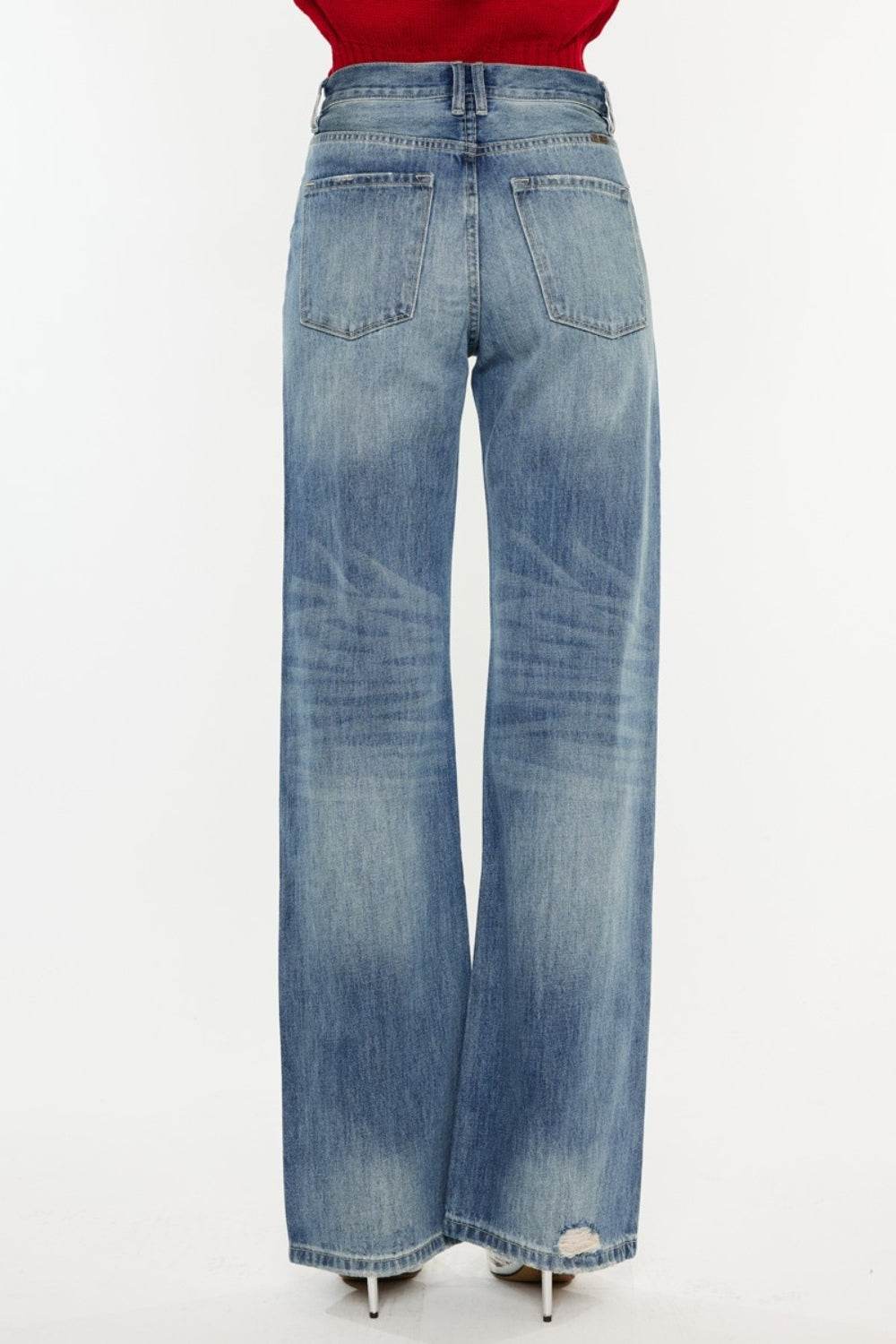 Kancan Distressed High Waist Bootcut Jeans - DaTrendStore.Com