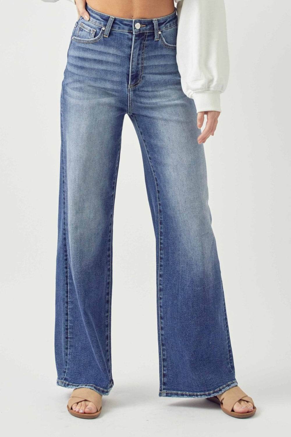 Risen Full Size High Rise Wide Leg Jeans - DaTrendStore.Com
