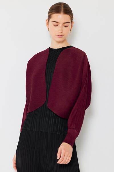 Marina West Swim Rib Pleated Puff Sleeve Bolero Cardigan - DaTrendStore.Com
