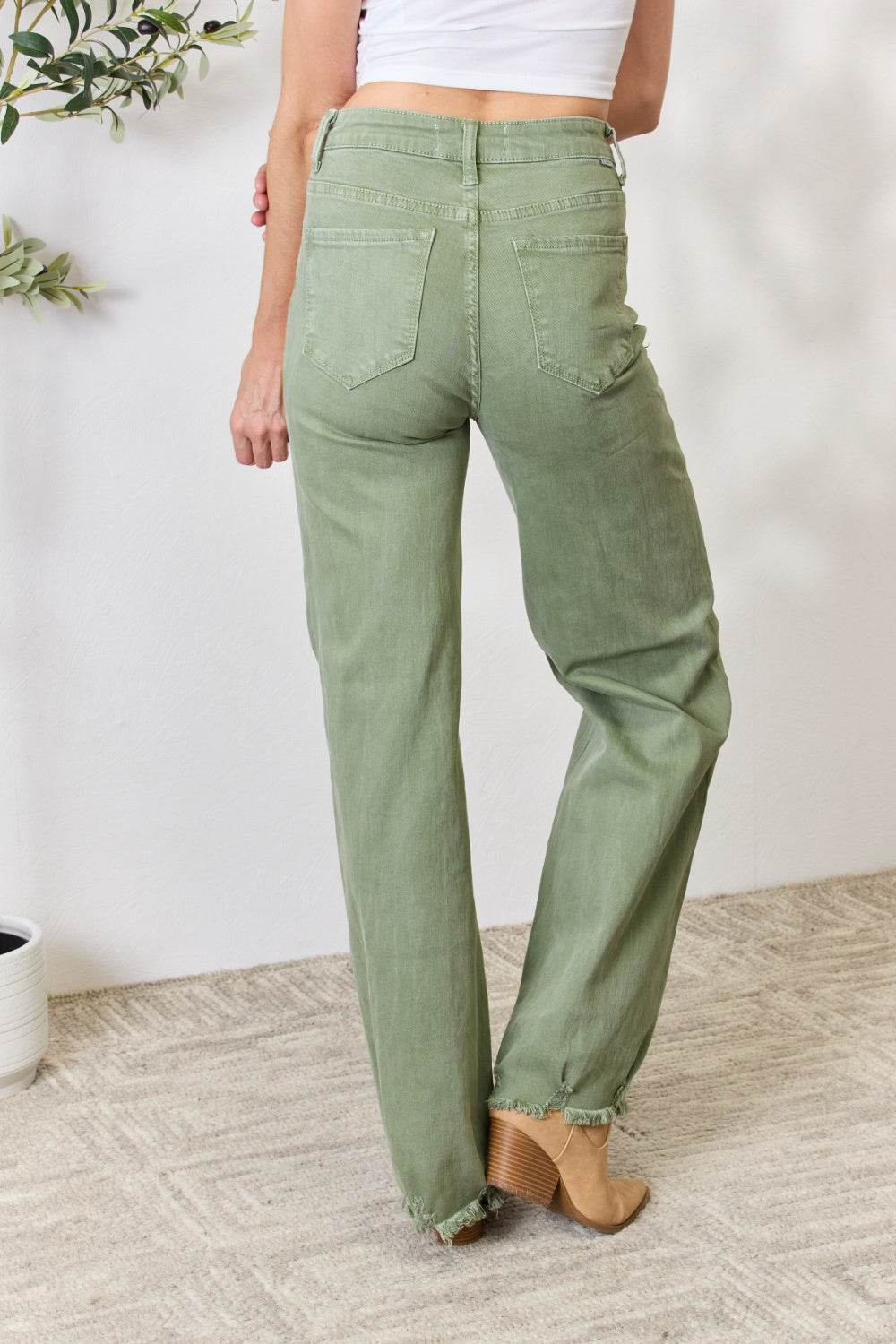 RISEN Full Size Raw Hem Wide-Leg Jeans - DaTrendStore.Com