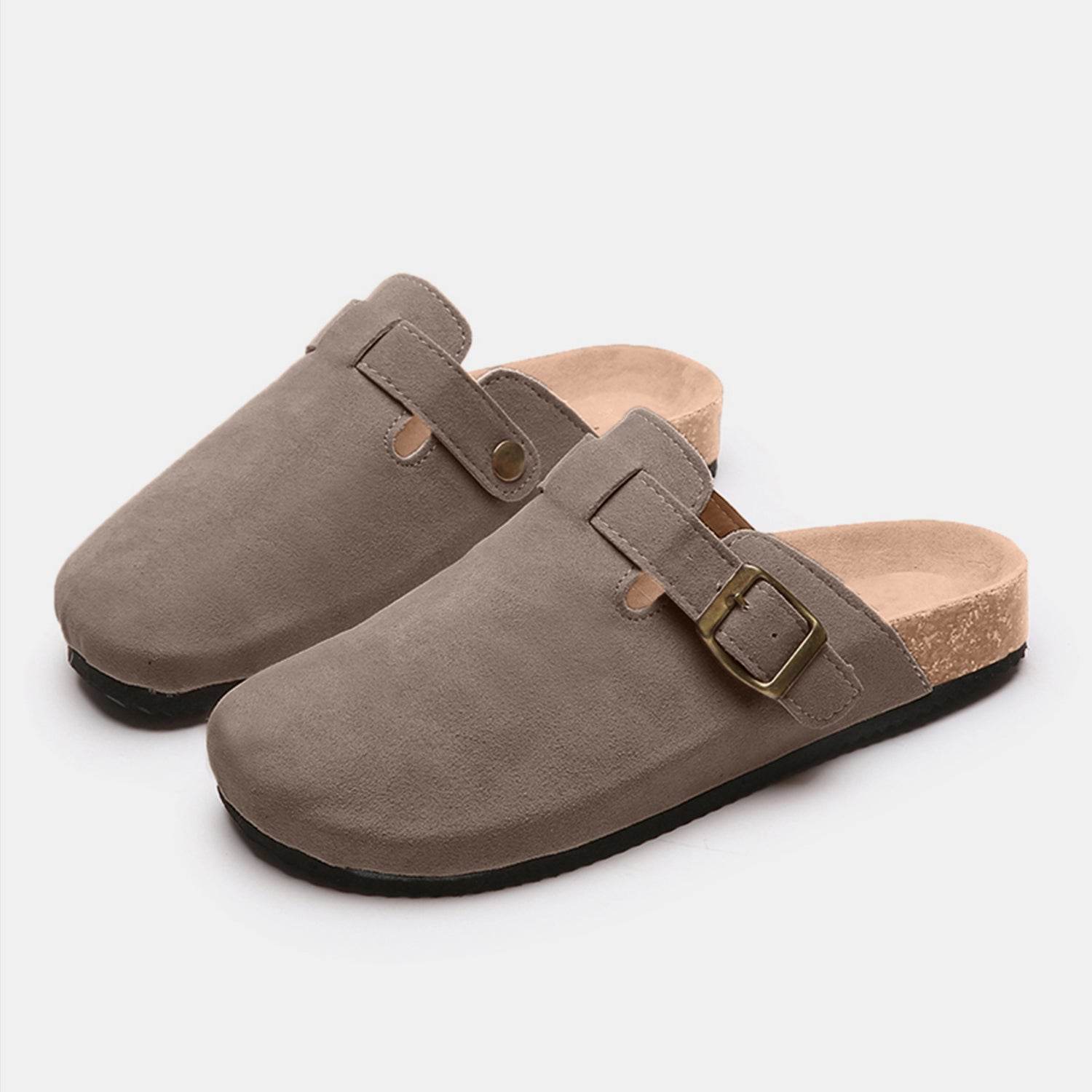 Suede Closed Toe Buckle Slide - DaTrendStore.Com