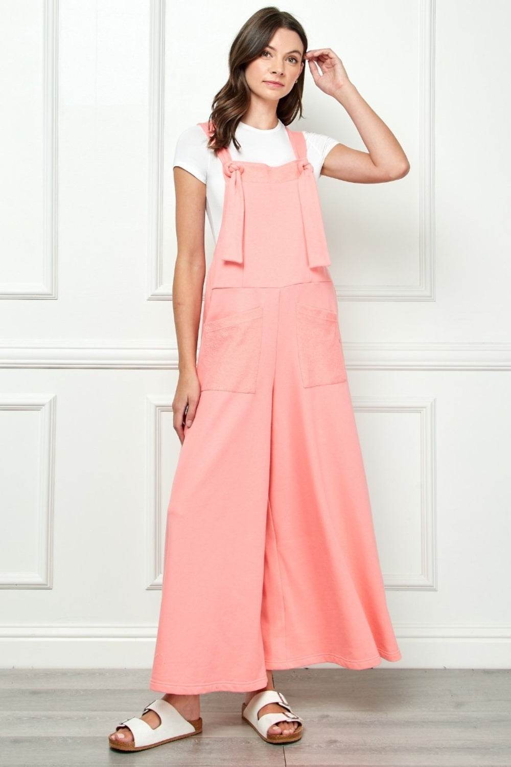 Veveret Wide Strap French Terry Overalls - DaTrendStore.Com