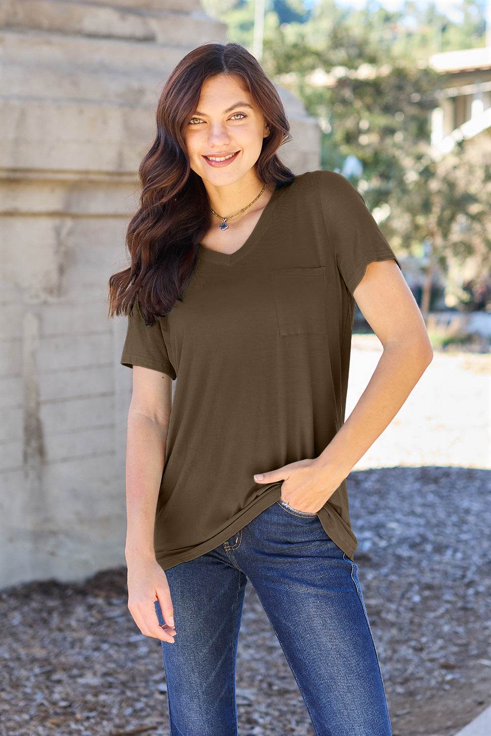 Basic Bae Full Size V-Neck Short Sleeve T-Shirt - DaTrendStore.Com