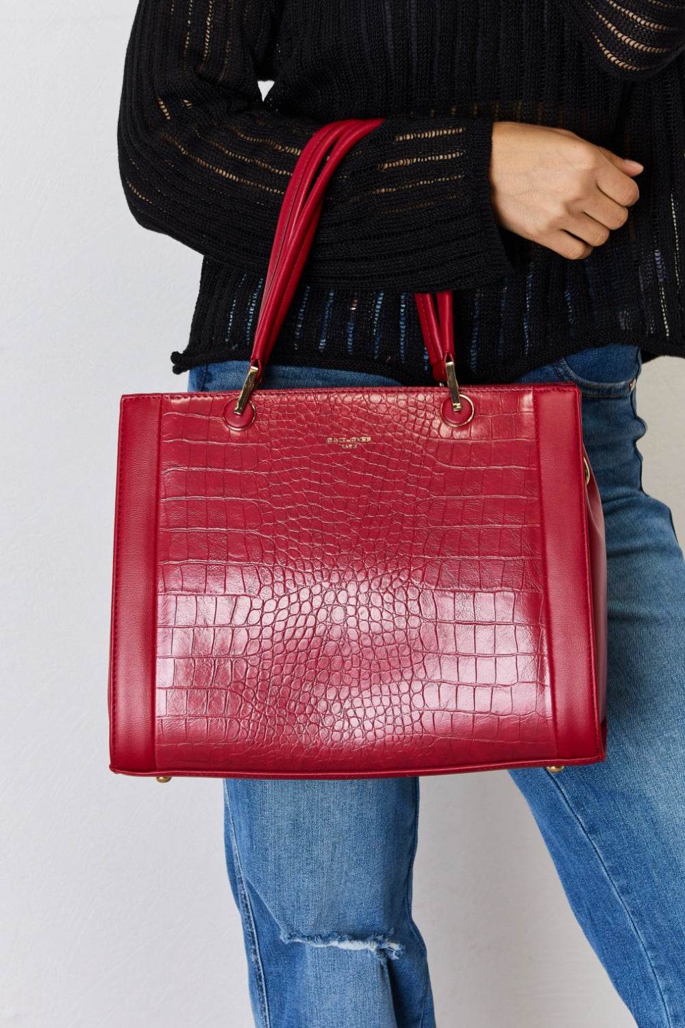 David Jones Texture PU Leather Handbag - DaTrendStore.Com