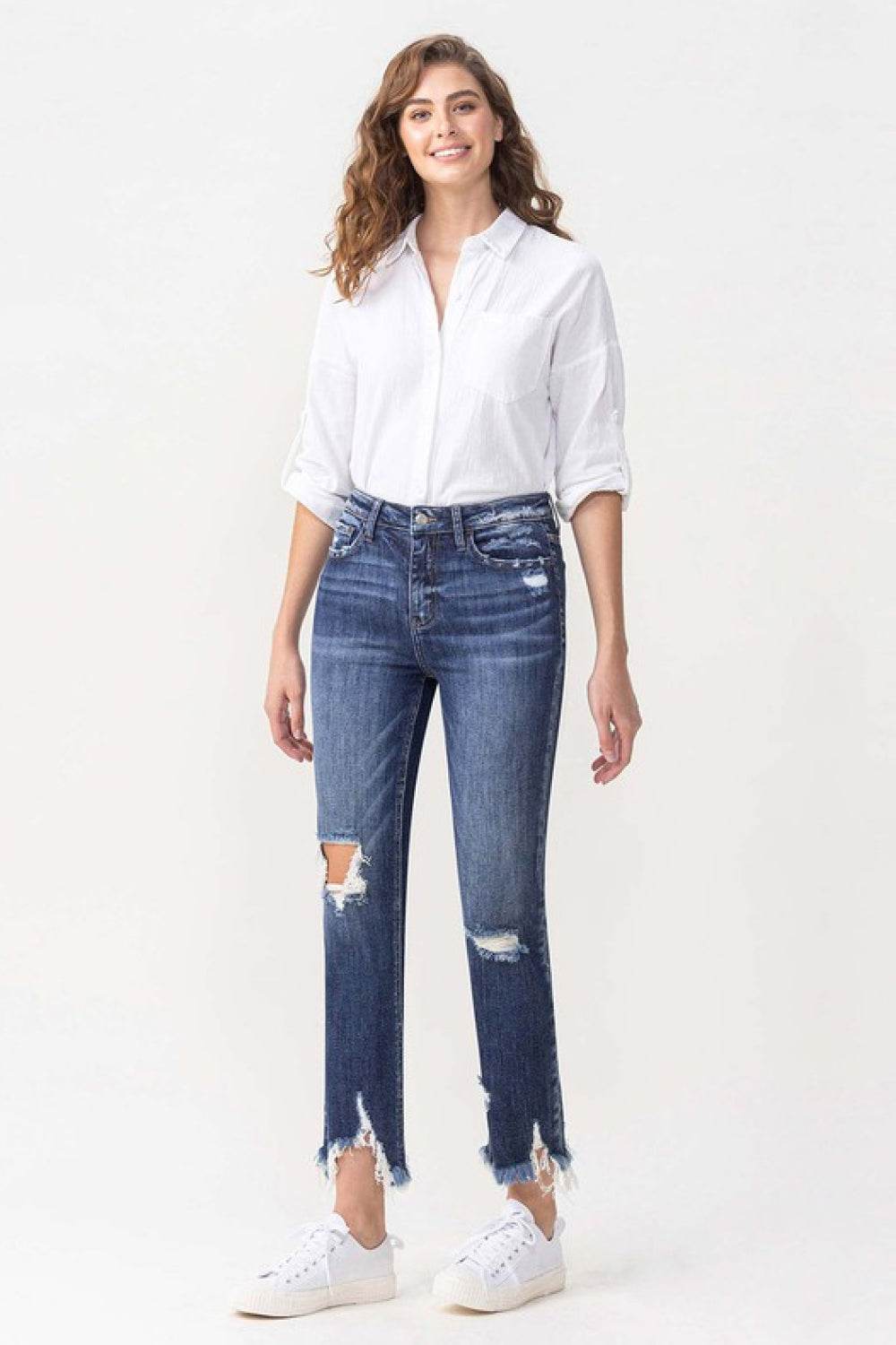 Lovervet Jackie Full Size High Rise Crop Straight Leg Jeans - DaTrendStore.Com