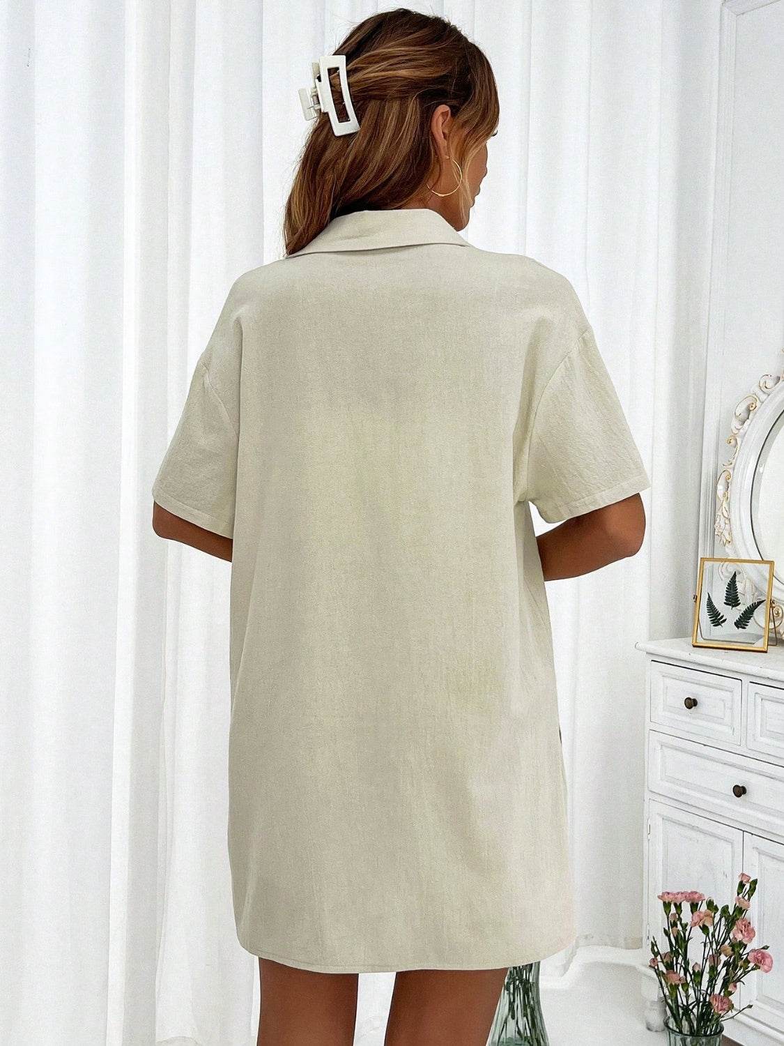 Honey Button Up Half Sleeve Top and Shorts Set - DaTrendStore.Com