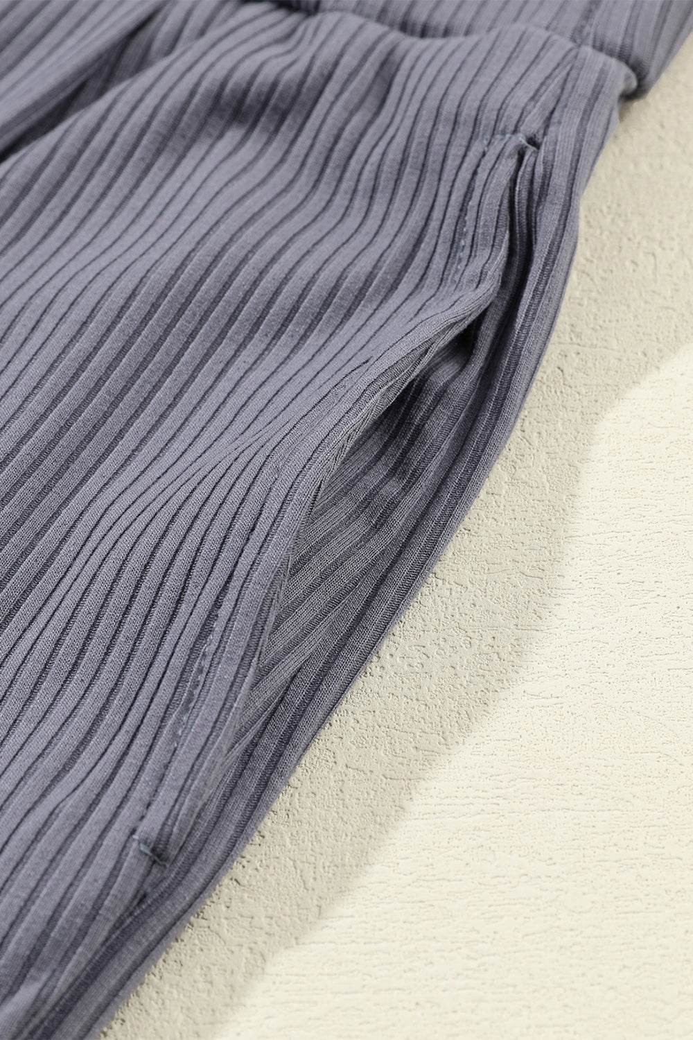 Ribbed Round Neck Top and Wide-Leg Pants Set - DaTrendStore.Com