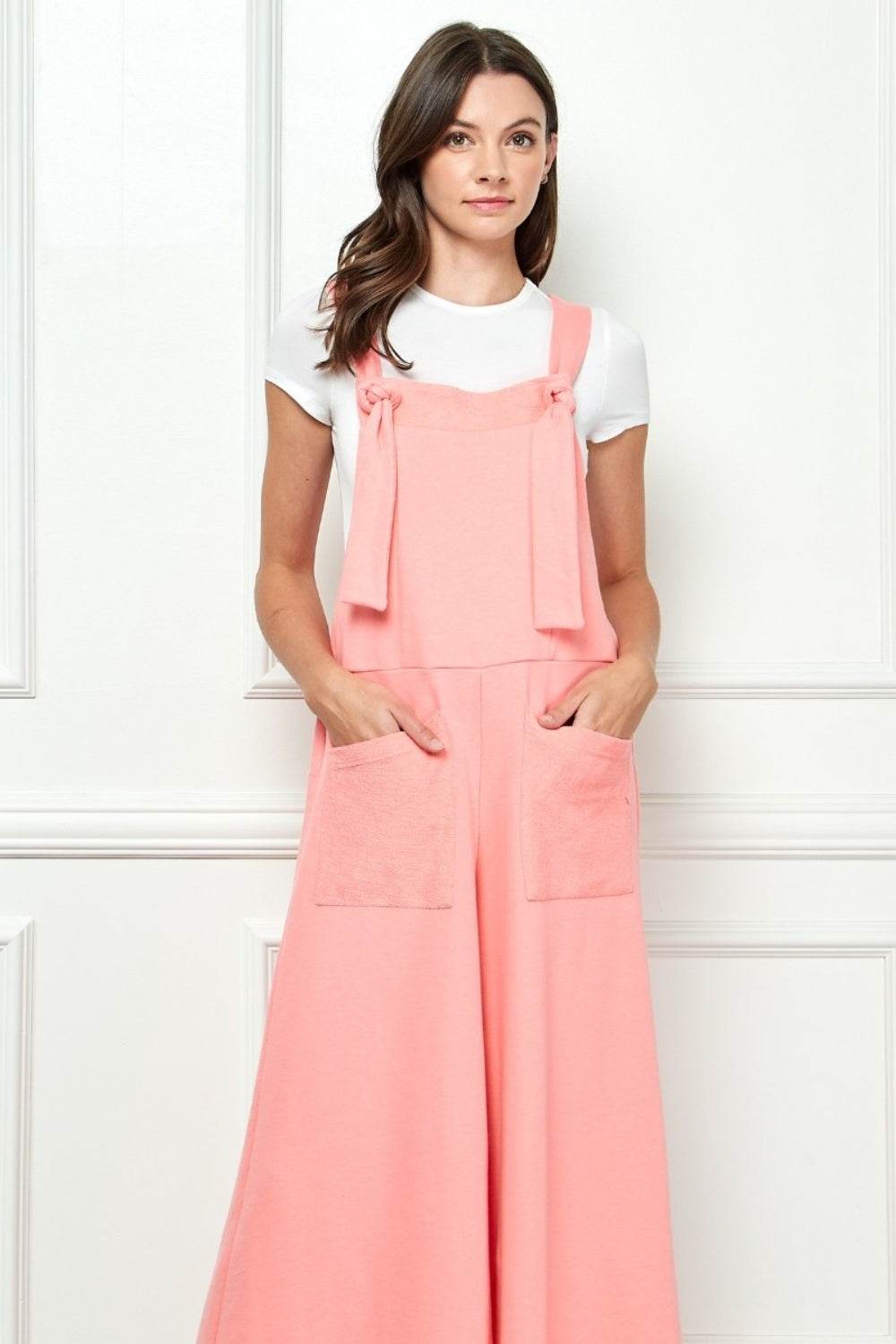 Veveret Wide Strap French Terry Overalls - DaTrendStore.Com