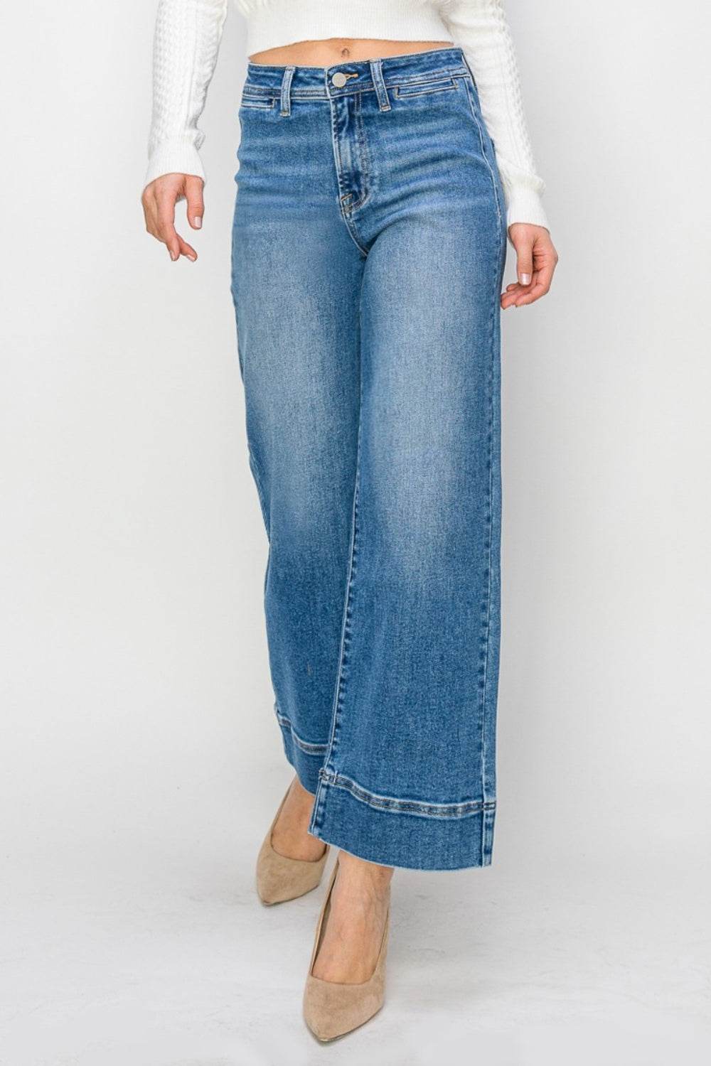 RISEN Full Size High Rise Wide Leg Jeans - DaTrendStore.Com