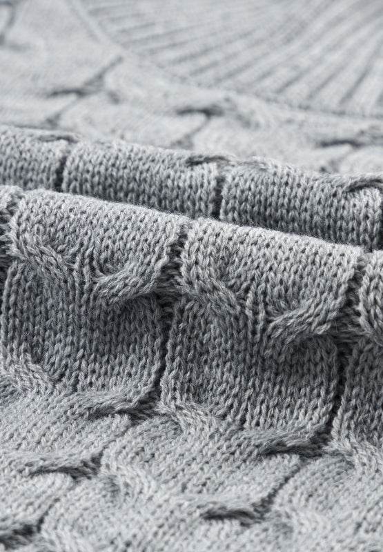 Cable Knit Turtleneck Short Sleeve Sweater - DaTrendStore.Com