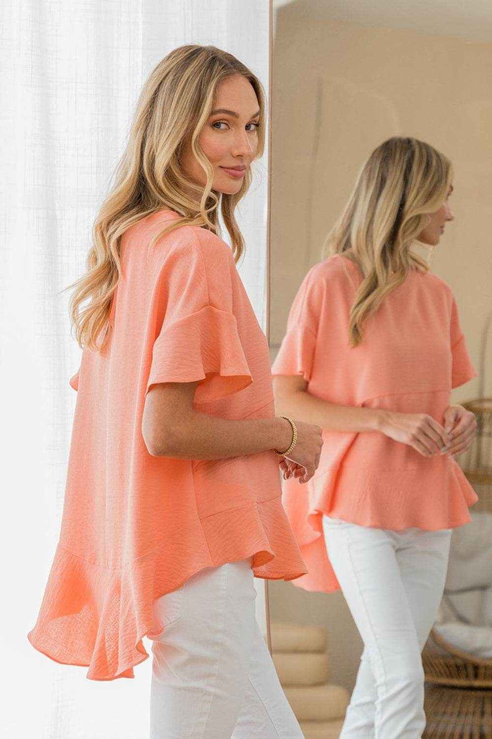 Sew In Love Round Neck Ruffled Top - DaTrendStore.Com